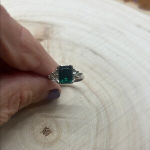 Silver Ring with Green Gemstone